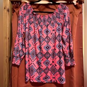 Cowgirl Tuff Coral Off the Shoulder / Slit (open) Sleeves Blouses